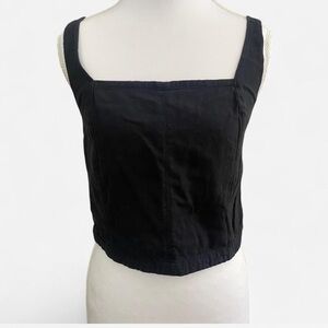 Black Cotton Square-Neck Crop Top